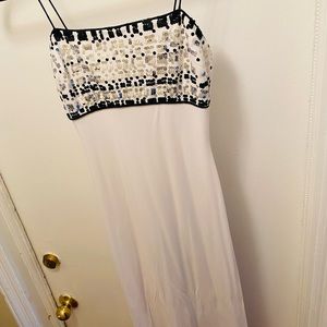White evening gown with sequence top -Size 6